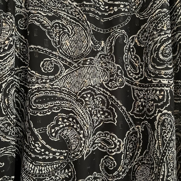 NWT CALVIN KLEIN Paisley Metallic Black Long Sleeve Chiffon Dress Sz 2 - Picture 6 of 7